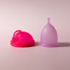 Bohokiwi Neon Pink menstrual disc with Lavender reusable menstrual cup