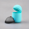 Bohokiwi Aqua Blue steriliser pod open beside a Midnight Black menstrual disc