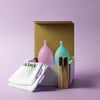 bohokiwi bamboo cleaning brushes with double menstrual cup set  and cotton storage bags
