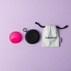 Bohokiwi Pink disc and Black round menstrual disc carrier case with cotton storage bag