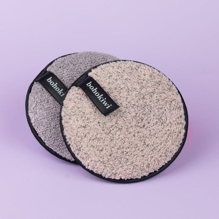 Mauve and Dusky Pink bohokiwi reusable makeup remover pads