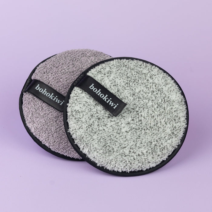 Mauve and Grey bohokiwi reusable makeup remover pads